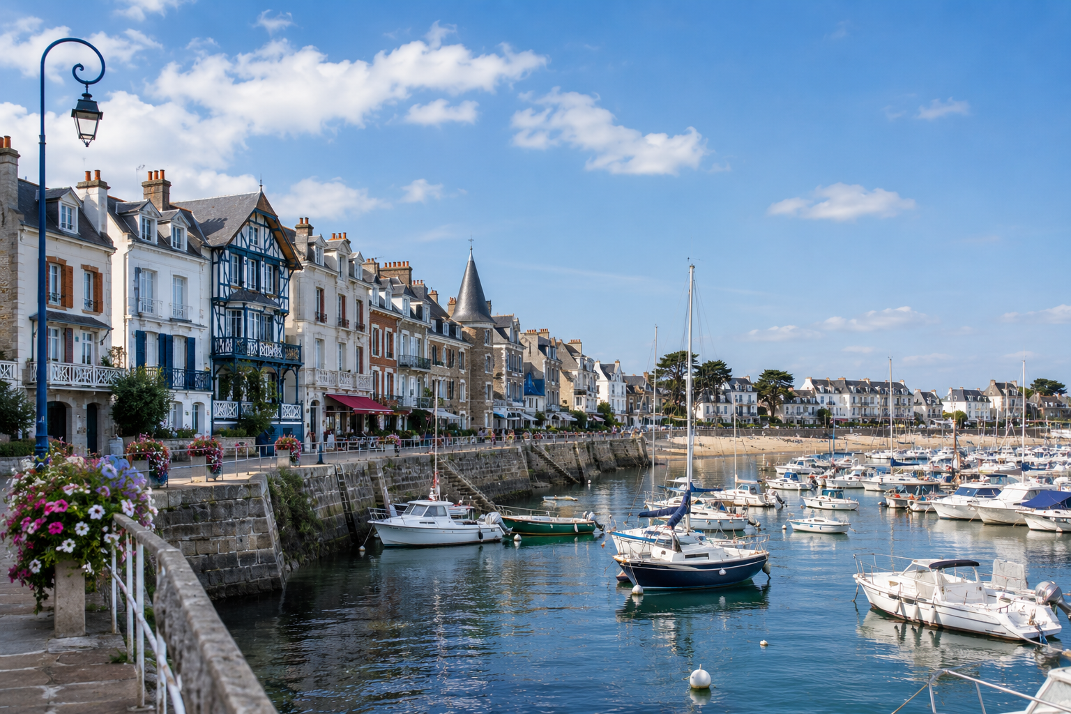 Le Pouliguen, port de plaisance et façades traditionnelles